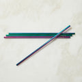 Package Free Stainless Steel Straight Straws - Rainbow 4 Pack